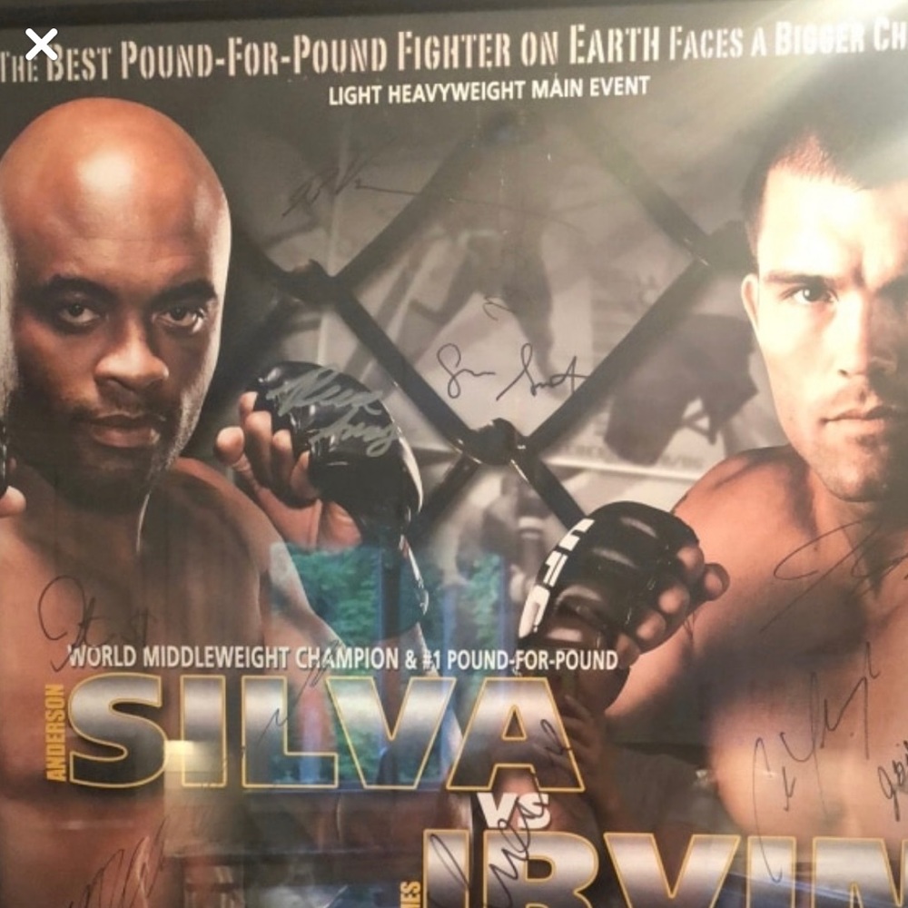 Framed signed UFC fight night poster